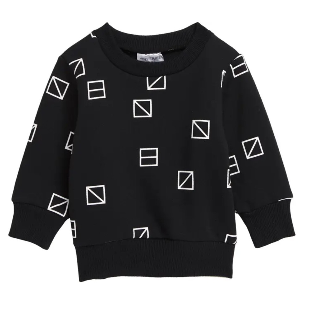 Tiny Tribe unisex 24 months graphic print sweatshirt black/white